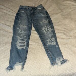 American Eagle Outfitters Blue Skinny Jeans with Distressed Details